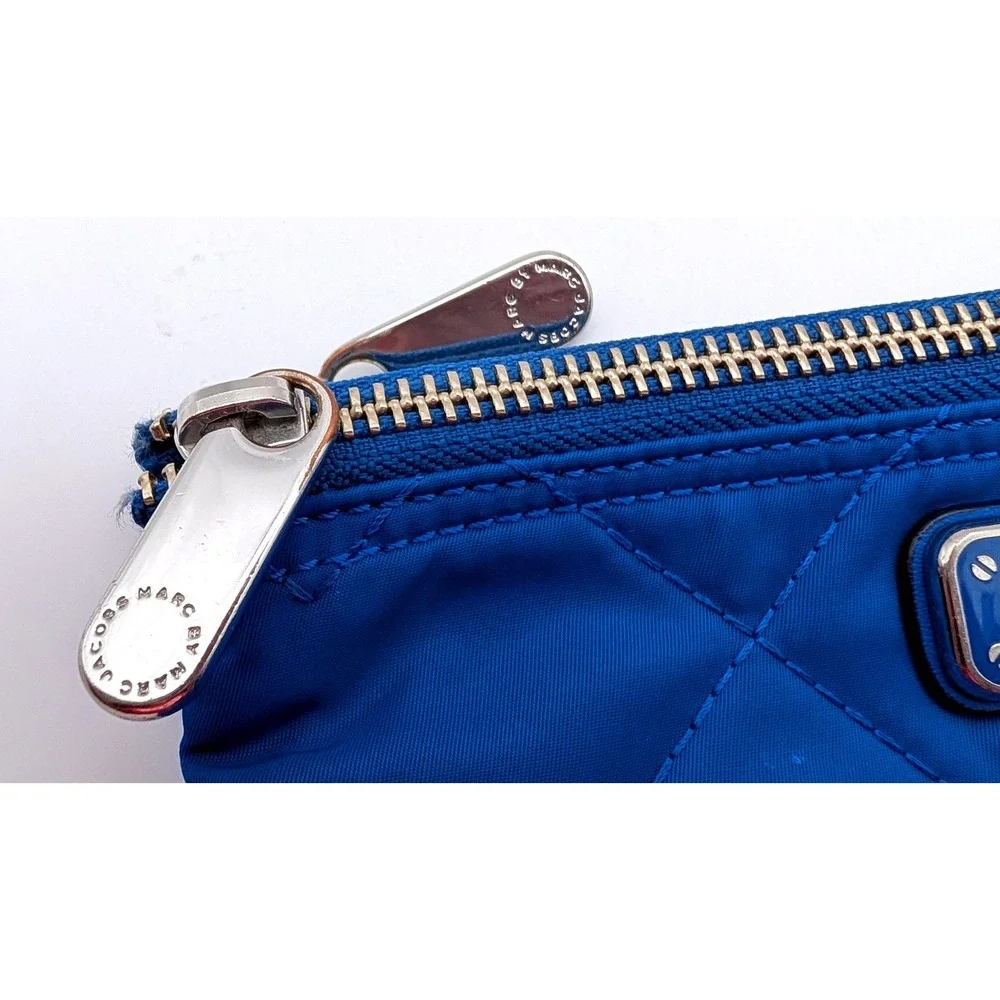 Marc by Marc Jacobs Royal Blue Quilted Nylon Cosmetic Pouch Makeup Bag Zip Case